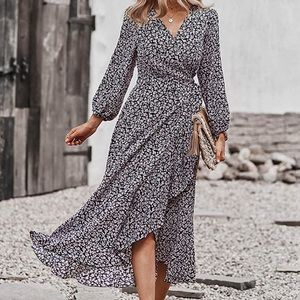 NWOT Floral Ruffle Wrap Dress